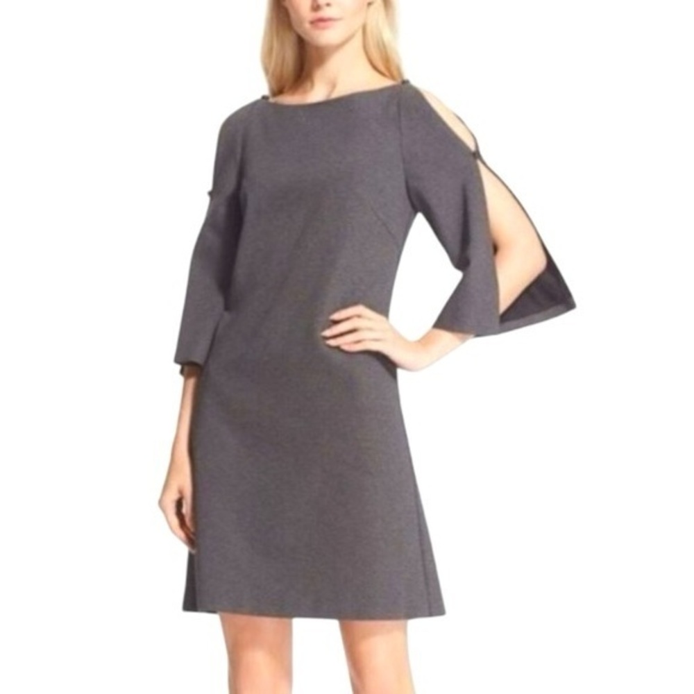Trina Turk Crawford Exposed Shoulder Ponte Knit Dress Charcoal Gray Size…